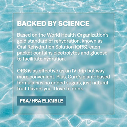 Cure Hydration | Plant-Based Electrolyte Drink Mix | No Added Sugar | FSA-HSA | Dehydration Relief Powder Made with Coconut Water | Non-GMO | Vegan | 28 Servings Jar - Lemonade