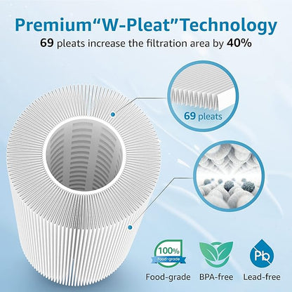 AQUA CREST FXHSC Whole House Water Filter, Replacement for GE® FXHSC, GXWH40L, GXWH35F, American Plumber W50PEHD, W10-PR, Culligan® R50-BBSA, 5 Micron 10" x 4.5", High Flow Sediment Filters, Pack of 2