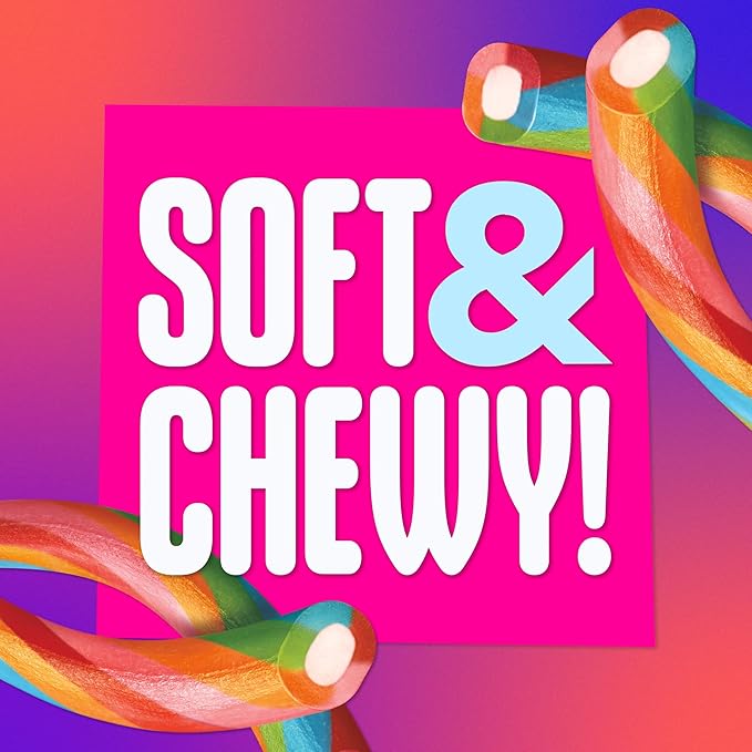 SweeTARTS Ropes, Candy, Twisted Rainbow Punch, Soft and Chewy, 3.5 oz, 12 count
