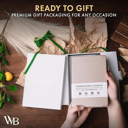 Wordsworth & Black A5 Lined Journal 216 Lined Pages, Hardcover Leather, 120 GSM Paper, Journaling Notebook for Work & Sketching, Journals for Women, Men - Gifts Box Included Rose Gold