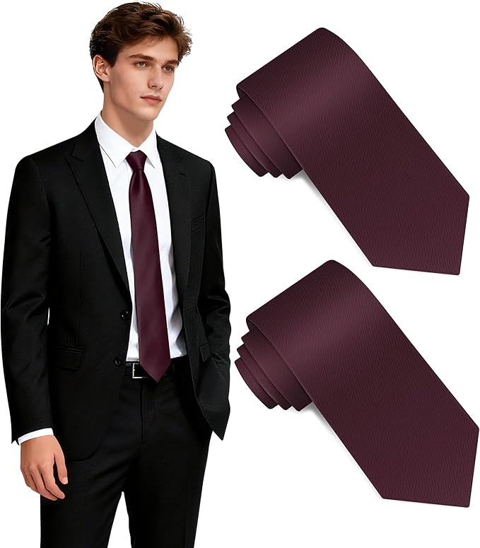 Fineknot Black Ties for Men, Formal Neckties for Men, Solid Color Mens Ties for Business, Wedding, Party, Mens Neck Tie
