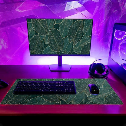 Tropical Palm Tree Extended Mouse Pad 27.6x11.8 Inch, Gaming Mouse Pads, Leaves Large Mousepad Computer Keyboard Mat Desk Pad with Non-Slip Base Waterproof with Stitched Edges for Gaming and Office