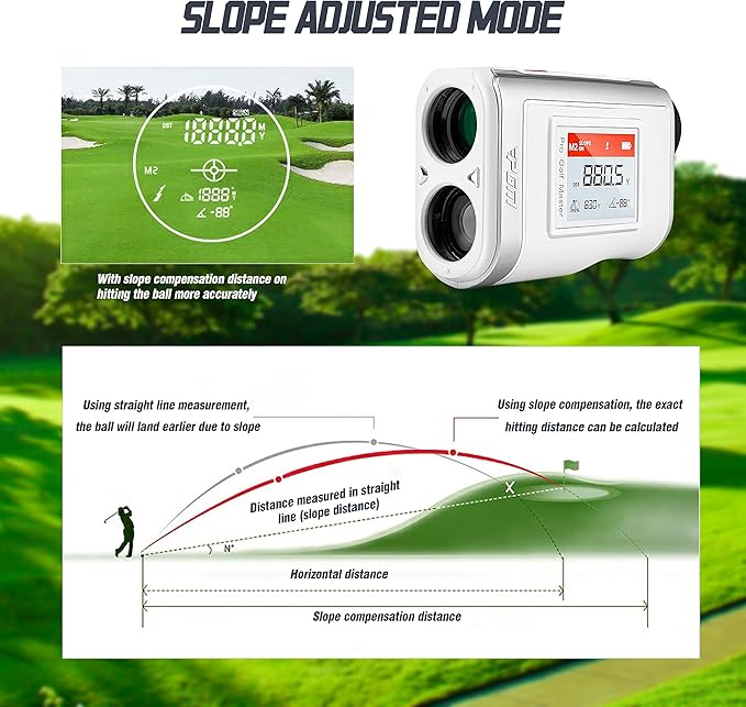 PGM Golf Rangefinder with Slope 600/1300 Yards, 7X Magnification Laser Range Finder Golf with Flag Pole Locking Vibration, Golf Gifts Accessories with Range Finder Magnetic Strap for Men