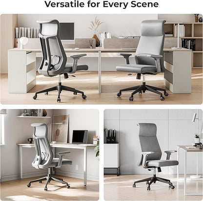 EUREKA ERGONOMIC Valen Leather Desk Chair, High Back Office Chair, Microfiber PU Leather Office Chair with Wheels, Executive Office Chair Comfy for Samll Spaces(Pack of 10, Gray)