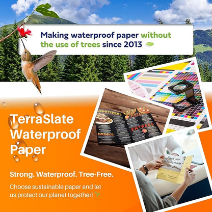 TerraSlate Premium Waterproof Printer Paper, 8 MIL 8.5 x 11 Inches, Durable & Heavy-duty paper (500 Sheets)