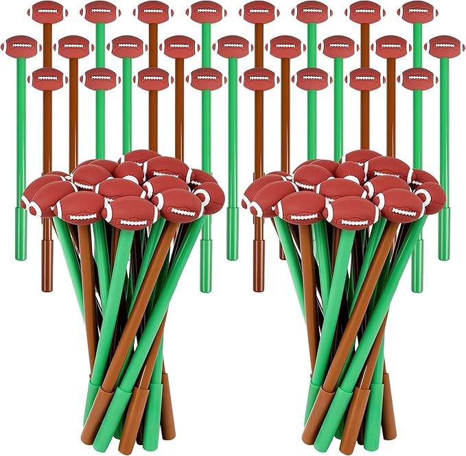 LiYiQ 50 Pcs Football Cartoon Cute Fun Pens for Kids Kawaii FootballShape Gel Black Ink Pen Cute Football Pens for School Office Home Student Kids Present