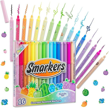 Pastel Smarkers - Washable Patented Gourmet Scented Pastel Markers, Assorted Colors, Standard Point Felt Tip, 16 Count