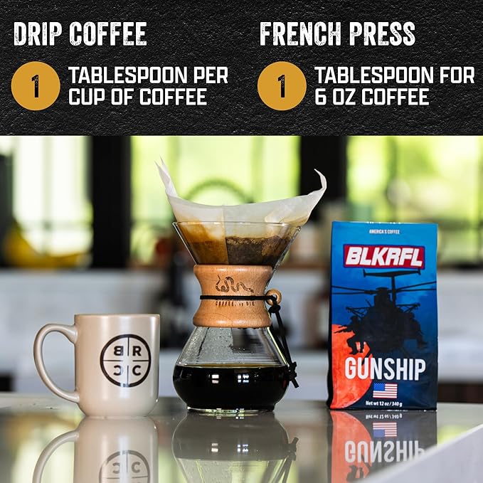 Black Rifle Coffee Company Gunship Roast, 12oz Bag, Ground Coffee Light Roast - Roasted Blend Made from Arabica Beans - Colombian & Brazilian Beans - Veteran Founded & American Made