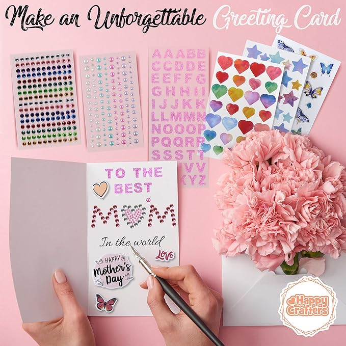 Card Making Kits For Adults And Kids- 24 Blank Greeting Cards And Envelopes With Supplies And Stamp Set- Giftable DIY Greeting Card Set- Happy Birthday Holiday Baby Shower Congratulations Thank You