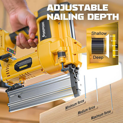 Cordless 2" Brad Nailer Compatible with Dewalt 20V Battery (No Battery), 2-in-1 Electric Nail Gun/Staple Gun, 18 Gauge Nail Gun Battery Powered with 1000 Nails for Wood Carpentry