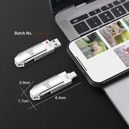 Photo-Stick-iPhone-16-Thumb-Drive 256GB Flash-Drive-iPhone-15-Photo-Storage iPhone Backup Stick For Photo Video Contact iPhone-Photo-Transfer-Stick iPad USB C Memory Photo-Stick-Android iPad-USB-Drive