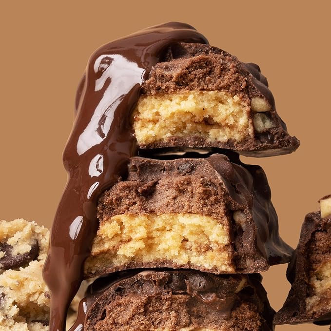 FITCRUNCH Full Size Protein Bars, 6-Layer Baked Bar, 6g of Sugar, Gluten Free & Soft Cake Core (Chocolate Chip Cookie Dough)