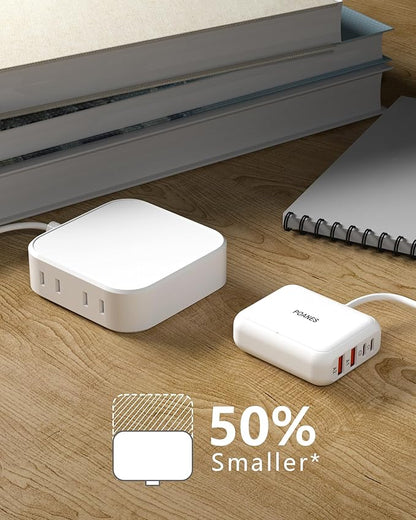 8-Port USB Charger, Multi-Port Travel USB C Charger, Mini Charging Station with USB C and USB A Ports, Charging Station Block for Traveling, Camping Compatible with Phone, Earbud (White)