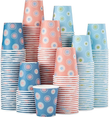 SIUQ [600 Pack 5 oz Paper Cups, Disposable Bathroom Cups, Small Mouthwash Cups, Hot/Cold Beverage Drinking Mini Cup for Party, Picnic, BBQ, Travel (Daisy)