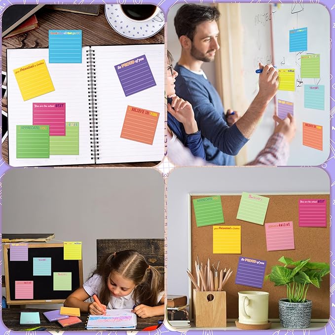 Yinder 12 Pcs Employee Appreciation Sticky Notes Xmas Gift Bulk Motivation Note Pads Mini Inspirational Note Gift for Teacher Nurse Staff Coworker Office Supply 3 x 3'' (Appreciation,Classic Color)
