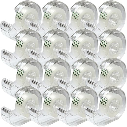 Transparent Tape 16 Rolls Clear Tape Tape Bulk for Office Supplies and School Supplies, Glossy Finish,3/4 in x 720 in 16 Dispensered Rolls
