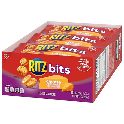 RITZ Bits Cheese Sandwich Crackers, Bulk Lunch Snacks, 48 Snack Packs (4 Boxes)