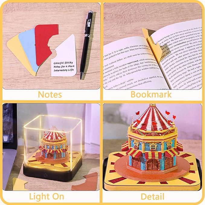 3D Calendar 2026 Time Piece Calendar 3D Memo Pad Tear Away Carving Art Notepad Paper Sculpture Artwork for Sticky Note Record DIY Christmas Gift Office Desktop Decoration-Circus