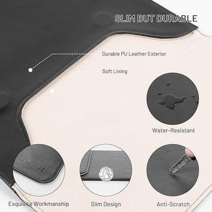 Allinside 13 inch Laptop Sleeve Case for MacBook Air 13 2018-2025/MacBook Pro 13 2016-2022, Waterproof PU Leather Laptop Sleeve Bag Protective Vertical Case Cover, Black