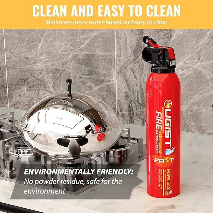 Ougist Small Portable Fire Extinguisher for Home and Kitchen, 21oz Each, 1-Pack, Water-Based Fire Extinguishers for Quick Emergency Response, Prevent Re-Ignition, Ideal for Vehicle and Camping, MSJ620