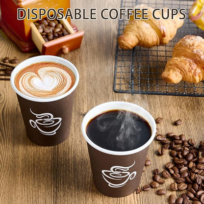 LITOPAK 400 Pack 8 oz Paper Cups, Brown Disposable Hot Coffee Cups for Party, Picnic, Travel, and Events