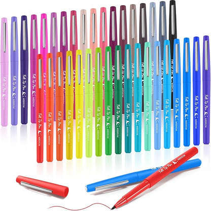 36 Pcs Felt Tip Pens 0.7mm Medium Point Colored Felt Tip Pens for Journaling Planner Writing Note-taking Art Office and School Supplies(Multicolor)