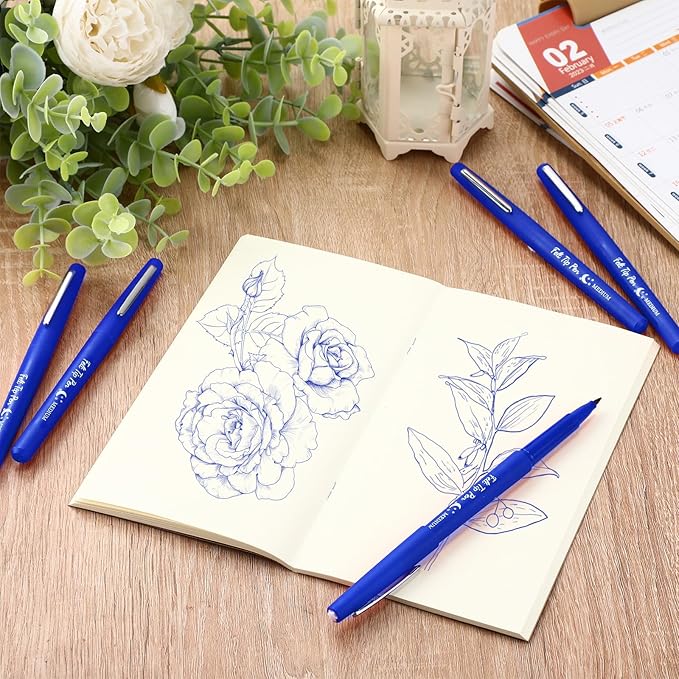 36 Pcs Felt Tip Pens 0.7mm Medium Point Colored Felt Tip Pens for Journaling Planner Writing Note-taking Art Office and School Supplies(Dark Blue)