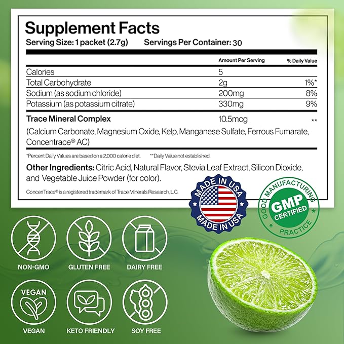Dr. Price’s Electrolytes Powder Packets | Lemon Lime 30 Servings | Sugar Free Hydration Packets with 72+ Trace Minerals | Keto, Vegan, Electrolyte Drink Mix | Doctor-Formulated, Made in USA