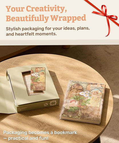 PieceRelax A5 Puzzle Journal for Adults, 300 Piece Plastic Jigsaw Book Cover (Includes Notebook) - Alphonse Mucha - Reverie Diary, Unique Gift [YA1057]
