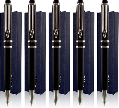 Ancolo Personalized Ballpoint Pens - Executive Writing Pen with 10 Black Ink Refill Engraved with Your Message Name on the Pens Gift Set for Man/Women/Writers/Collection/Journalist