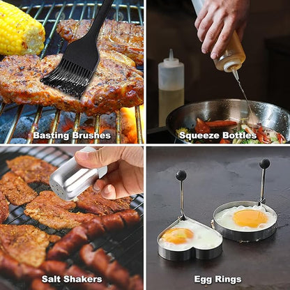 ROMANTICIST 29PCS Griddle Accessories Set - Flat Top Teppanyaki Spatula Set with Scraper, Basting Cover for Camp Chef- Home Cooking Griddle and Outdoor BBQ Gifts for Christmas