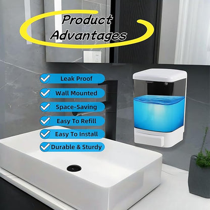 Manual Soap Dispenser Wall Mounted 37oz(1100ml) Commercial Hand Sanitizer Dispenser for Bathroom Kitchen Restaurant ABS Plastic Shampoo & Gel Compatible