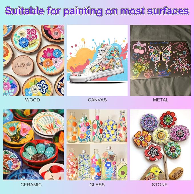 FUMILE 28 Colors Dual Tip Acrylic Paint Marker,Valentines Day Gifts for Kids, Paint Pens paint Markers Fine and Brush Tip for Rock, Wood, Plastic, Glass, Ceramic, Canvas, Easter Basket Stuffers.