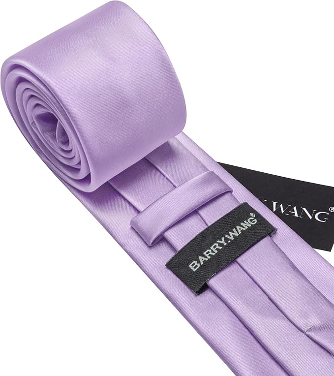 Barry.Wang Tie Sets for Men Silk Solid Necktie Stain Ties Handkerchief Pocket Square Cufflinks Wedding Business Dyed