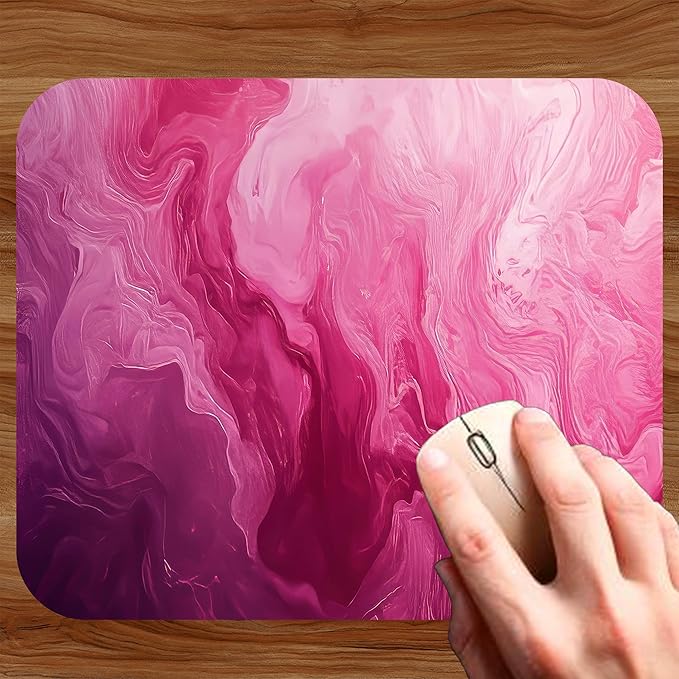 Pink Marble Agate Mouse Pad Mat Mousepad for Desk Computer Laptop PC Gaming Home or Office Gift Marbled Abstract (Dark Pink MP43)