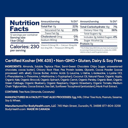 BodyHealth PerfectAmino Bar – Protein Energy Snack with 10g Protein, Plant-Based MCTs, Superfood Blend, Non-GMO, Gluten, Dairy & Soy Free (Brownie, 12 Pack)