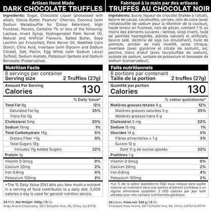 Andy Anand Chocolatier Luxurious Dark Chocolate Truffles Gift Box - Handmade Gourmet Chocolate Assortments, Gluten Free chocolate Perfect_gifts for her & for birthday Gifts & wedding gifts (24 Pcs)