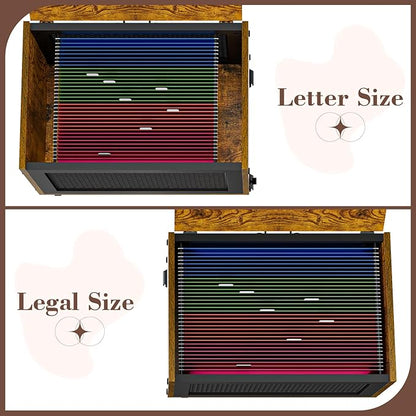 Rolling File Cabinet with Lid, Hanging File Organizer Box with Wheels for Home Office, Under Desk Small Filing Cabinet, Single Drawer Mobile Document Storage Basket for Letter and Legal Size