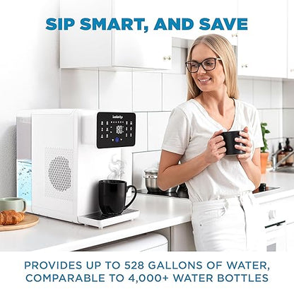 Ivation H2O Hot & Cold Countertop, Reverse Osmosis Water Filter, TDS Filter System, 4 Stage RO Water Filtration, 6 Temperature Presets, 3:1 Pure to Drain, Portable Plug-and-Play - White