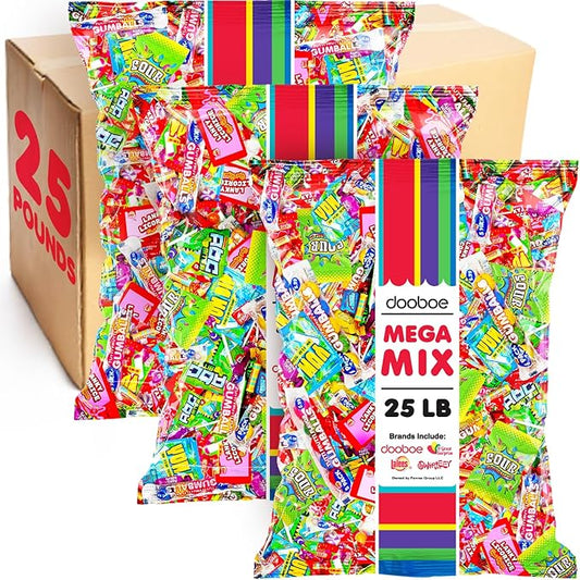 Dooboe Bulk Candy Wholesale - 25 Pounds - Individually Wrapped Candies for Schools, Teachers Rewards - Candy for Offices, Stocking Stuffers, Christmas Parade Throws