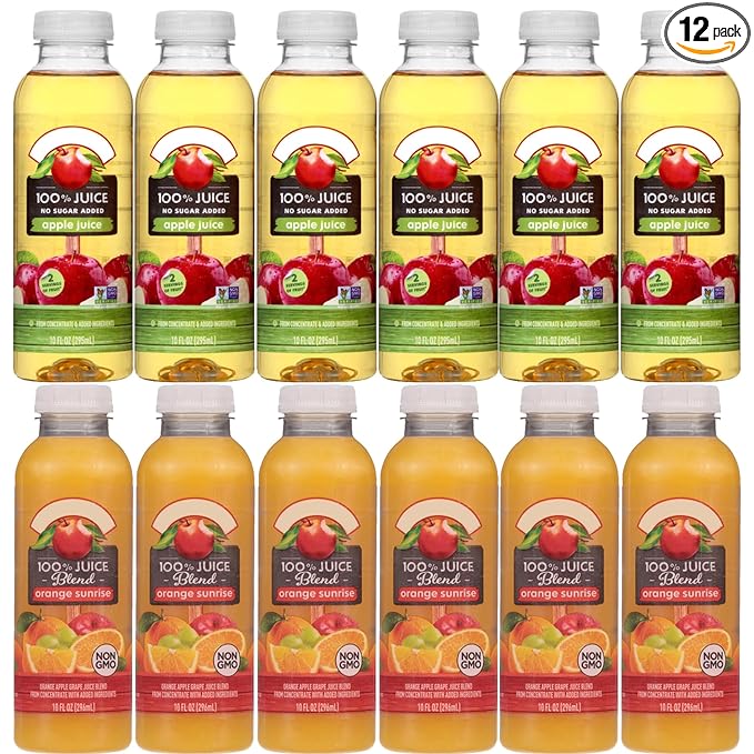 Apple nd Eve's 100% Juice Variety Pack, 12 Bottles (10 fl oz Each) – Apple & Orange Sunrise Blend