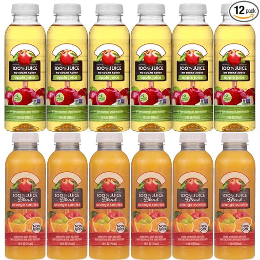 Apple nd Eve's 100% Juice Variety Pack, 12 Bottles (10 fl oz Each) – Apple & Orange Sunrise Blend