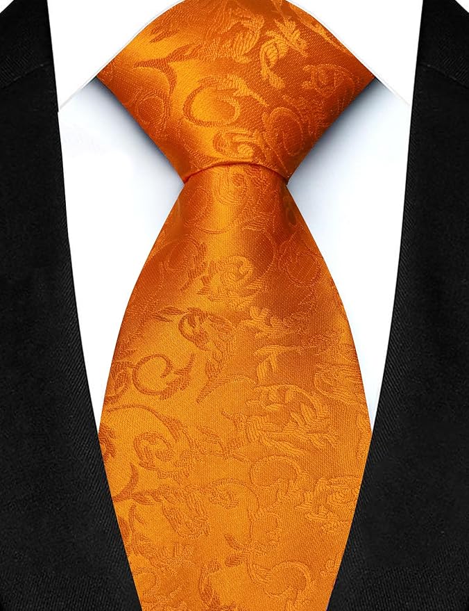 JEMYGINS Mens Floral Tie and Lapel Pin Necktie Pocket Square and Tie Clip with Sets for Business Casual 4PCS
