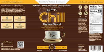 Perk Chill Chai Latte Flavored Drink Mix (18 Servings) - Soy Free & Peanut Free