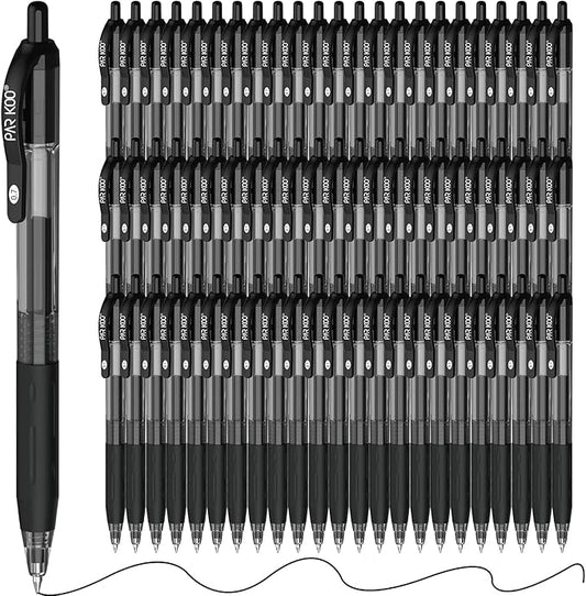 ParKoo Black Gel Pens, 70 Pack Quick Dry Retractable Medium Point 0.7mm Rollerball Gel Ink Pens Smooth Writing with Comfort Grip for School Office Home