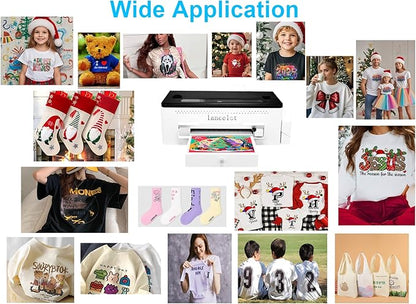 Lancelot A3 L1800 DTF Printer Bundle DTF Printing Machine with Roll Feeder, White Ink Circulation,t Shirt Printers with Film Cutter for DIY T Shirt Business (Printer+Software+Laptop+Consumables)