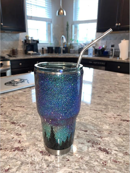 Set of 4 Reusable Metal Straws, 10.5'' Long Stainless Steel Straw with Cleaning Brushes and Case, Drinking for 30 oz and 20 oz Tumblers.