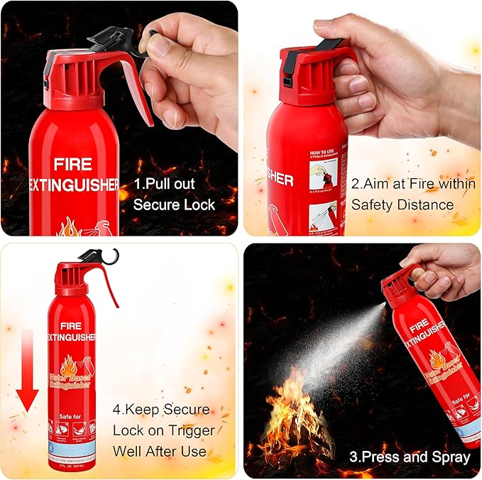 Fire Extinguisher for Home, Car, Kitchen, Vehicle, Boat, Garage, Portable A, B, C, K Class Fire Extinguishers with Mount, Emergency Survival Extinguisher, Easy Access, Versatile Fire Protection
