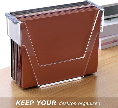 DINGHUO Hanging File Organizer, Letter Size Acrylic Hanging File Folder Frame, Portable File Holder Storage Rack for Desk Home Office or Cabinet - 1 Pack