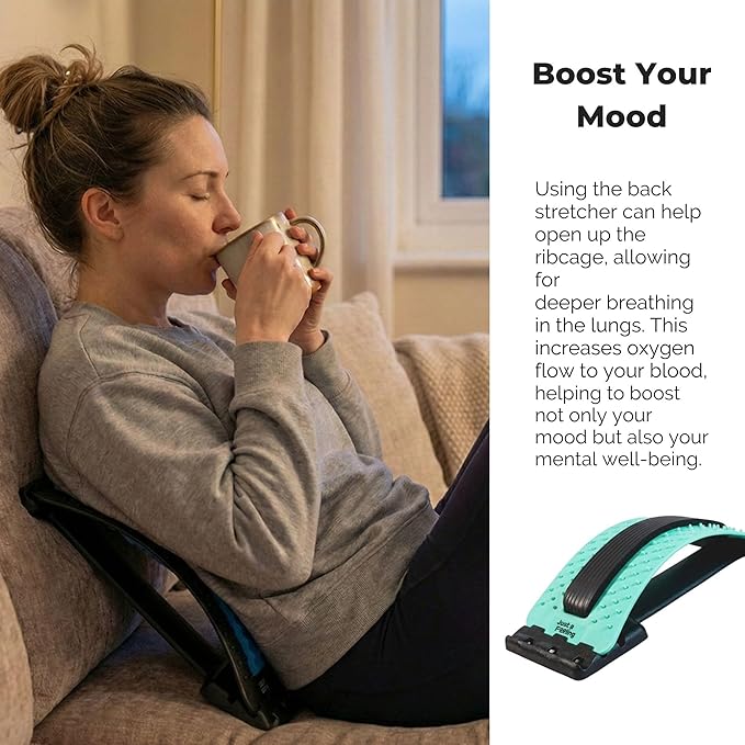 Just A Feeling Back Stretcher Lower - Lumbar Support & Back Cracker w/Silicone & Foam Pads - Spinal Decompression Device for Sciatica, Herniated Disc, Back Popper for Back Pain w/Chair Strap